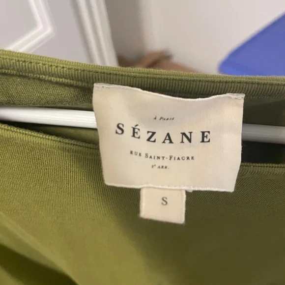 Sezane Pippa Dress, Size Small Like New! Elegant Olive Green Midi Dress - Picture 5 of 5